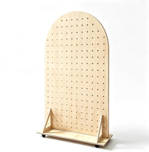 Fristående Pegboard Trä, Rumsavdelare Skärmvägg Brun | 166x80cm Trä Hålplatta Display Ställ, Mobil Utställningsskärm För Hantverksmässa Butiksevent Mässmonter(B-brown,166x80cm)