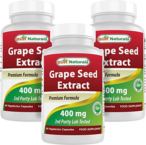 Best Naturals GrapeSeed Extract 400 mg Veggie Capsule, 120 Count (120 Count (Pack of 3))