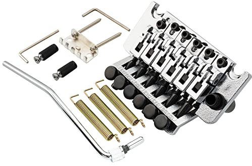 Musiclily Pro BL002 54mm (2-1/8 inch) Double Locking Tremolo Bridge with 34mm Full Solid Brass Block for Floyd Rose Style Electric Guitar, Chrome