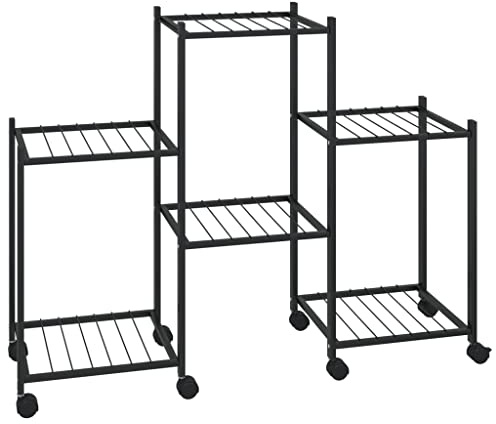 vidaXL Portafiori con Ruote 83x25x63,5 cm Ferro Nero