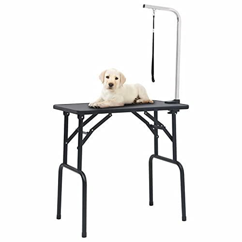BAZZI Mesa de corte ajustable para perros con 1 lazo, mesa de peluquería para perros