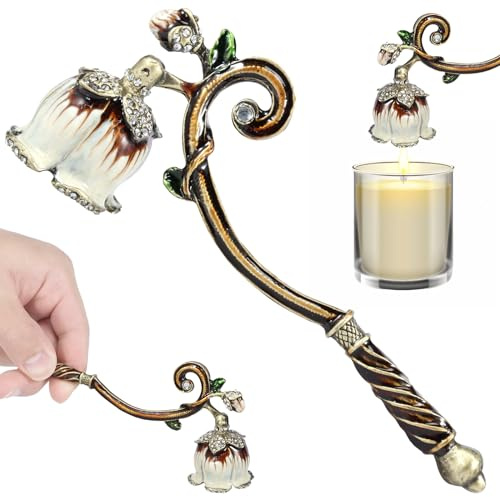 Candle Snuffer, Elegant Candle Extinguisher with Long Handle, Elegant Candle Snuffer, Metal Candle Stopper Vintage Candlesnuffer for Putting Out Candle Flame Safely, Candle Accessories Gift (White)