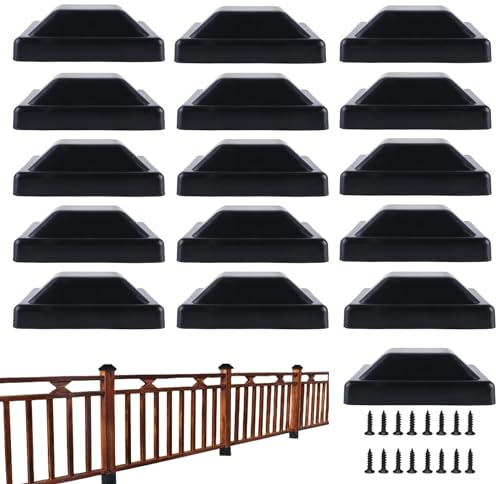 Pfostenkappe Capuchons De Poteaux Carrés: 16 Pièces Plastique Robuste, Couverture De Clôture Résistante Aux Intempéries, Installation Facile Pour Jardin (9x9 cm, Noir)