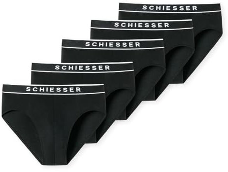 Schiesser Herren 5 Pack Unterwäsche Bio-Baumwolle - 95/5 Organic Slip, Schwarz_183212, XL EU