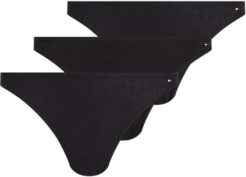 Tommy Hilfiger Braguitas Tipo Bikini Mujer Pack de 3 de canalé, Multicolor (Black Rib/Black), XL