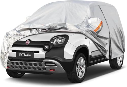 Kayme Telo Copriauto da Esterno, Compatibile con Fiat Panda (2011-2025), Copertura a 6 Starti per Impermeabile Anti UV Anti Vento Antipolvere, Telo Copri con Cerniera e in Cotone.