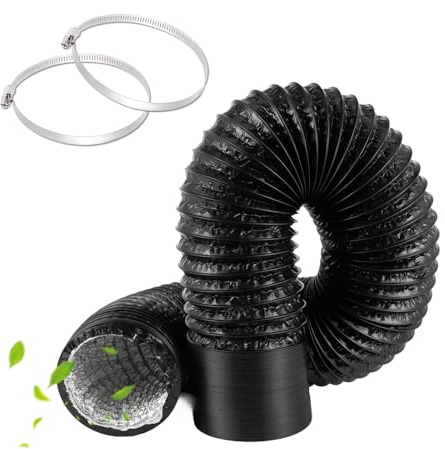 Abluftschlauch 100mm Alu Flexrohr Länge 1.5M Schwarz PVC Alurohr Lüftungsschlauch Schlauch mit 2 Stahlreifen Klimaanlage Schlauch Abluftschlauch Klimagerät für Klimaanlagen Wäschetrockner Abzugshaube