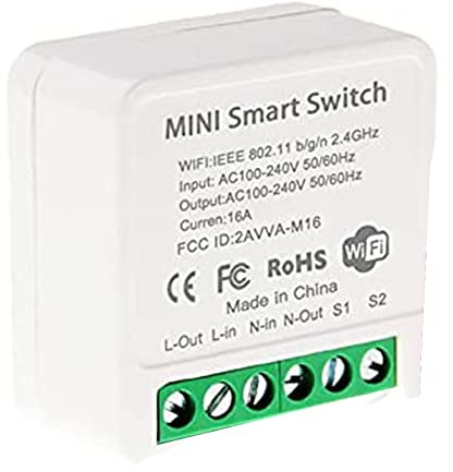 Smart Mini interruttore relè WiFi, modulo interruttore luce fai da te, applicazione Smart Life/Tuya, fili