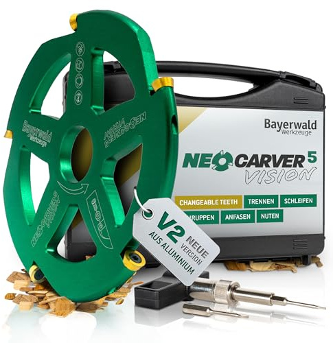 Bayerwald NeoCarver 5 Vision V2 - Disco per fresa in metallo duro per legno, fresa da intaglio in alluminio per smerigliatrice angolare per tagliare, levigare, sgrossare, ecc. Ø 115 mm x 22,2 mm/5