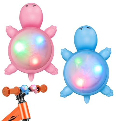 Editbar Lot de 2 lampes de trottinette pour enfants - Lumière LED colorée pour scooter - IPX5 étanche avec 3 modes d'éclairage - Capteur de vibration - Lumière d'avertissement LED pour casque, bâton