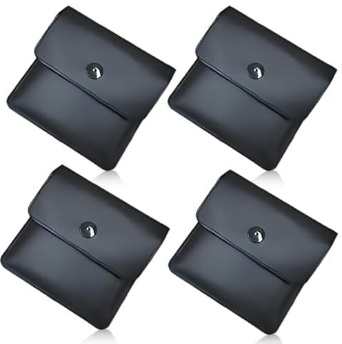 JUGUTA Posacenere Portatile 4 Pezzi Nero, Posacenere Tascabile Ignifugo In Pvc, Sacchetto Anti-Odore, Dimensioni Standard, Per Sigarette E Uso Esterno