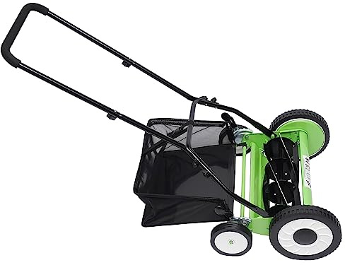 Cortacésped manual para hasta 500 m², cortadora de husillo (con 5 cuchillas de acero, ancho de corte de 40 cm, 9 niveles de ajuste de altura de corte de 34 a 64 mm, cesta recogehierba)