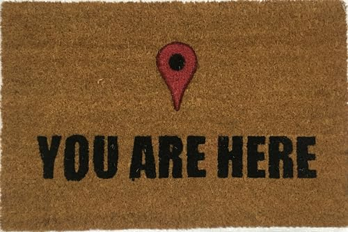 KOKO DOORMATS Kokos Fußmatte außen mit Anti-Rutsch PVC | Lustige Türmatte You Are Here | Umweltfreundlich, Robust & Pflegeleicht | 60x40 cm für Außenbereich & Haustür