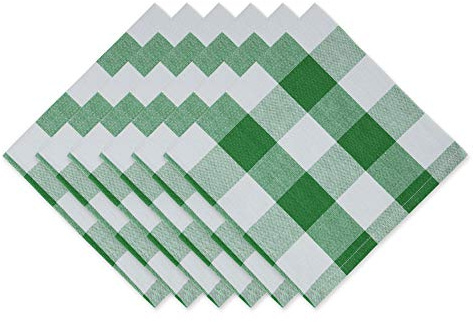 DII Buffalo Check Collection, Classic Farmhouse bordsset, servettset, 20 x 20, grön och vit, 6 delar