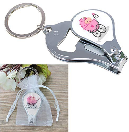 Baby Shower Pink Girl Keychain Favors (12 PCS) Nail Clipper and Bottle Opener party Gift for Guest Recuerdos De Mi Baby Shower llavero Niña