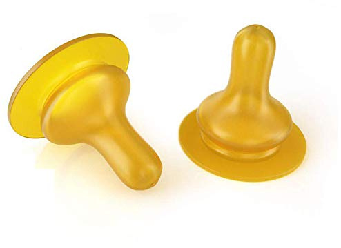 Lelekka® Latex Naturlatex Rund Sauger Gr. M, Doppelpack, mittlere Sauglochgröße Milch, Naturprodukt für Stillkinder