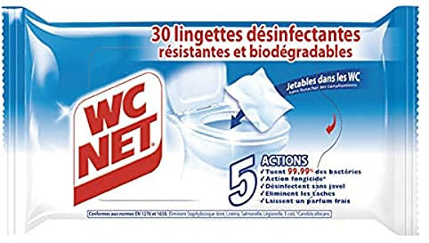 WC Net Salviette disinfettanti usa e getta, confezione da 30 salviette