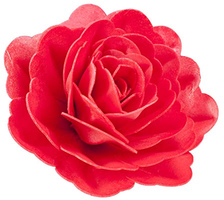 dekora - Fiore Gigante Commestibile in Ostia 12,5 cm – Rosa Rossa – Senza Glutine – Decorazioni per torte per compleanni, matrimoni, battesimi e comunioni