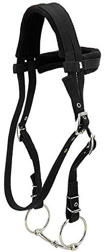 TopHomer Horse Snaffle Bridle with Rein Red Adjustable Horse Halter Harness Horse Headstalls horse bit with Soft Cushion for Horse (Large, Black)