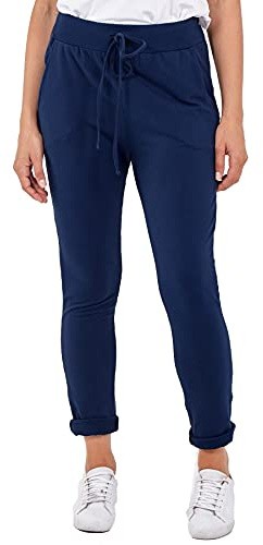 Crazy Girls Womens Italian Trousers, Plain Navy, XXL (UK 20-22)