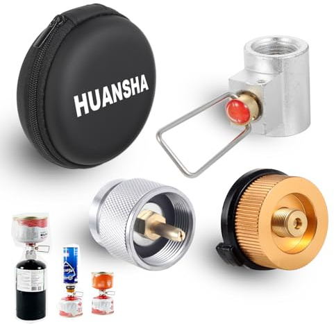 HUANSHA 3-Piece Propane/Isobutane/Butane Refill Adapter Set - Camping Backpacking Stove Refill Adapter Valve for 1LB Propane/Butane Gas Tank