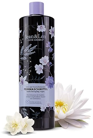 Jean & Len Farb- und Faserschonendes Feinwaschmittel Wasserlilie & Jasmin, für Schwarzes & Dunkles, schützt empfindliche Fasern vor Farbverlust, Feinwaschmittel flüssig, ohne Mikroplastik, vegan, 1 L