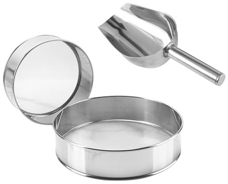 Hazrcvr Mehlsieb Fein 2 Stück Edelstahl Mehlsiebe Küchensieb zum Backen Puderzuckersieb Rund Feines Sieb Feinmaschig Fein Küchensieb Feinsieb Feinmaschig Fein Küchensieb mit Einem Mehllöffel