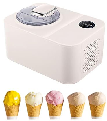 SMoonga Máquina para Hacer Helados con compresor, máquina para Hacer Helados automática de Gran Capacidad de 1,2 L, con Pantalla LCD, máquina para Hacer Helados casera de Acero Inoxidable