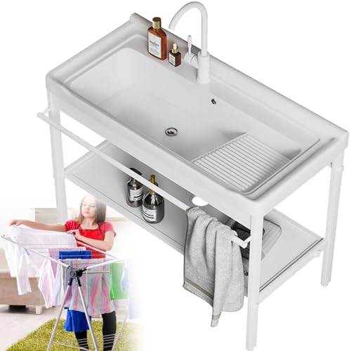 YANGYMM Accueil ÉViers de Cuisine ÉVier de Buanderie, éVier Autoportant ExtéRieur, éVier Utilitaire, Station de Lavage D'éVier de Pente, pour Buanderie, Buanderie, Garage,28(71cm)