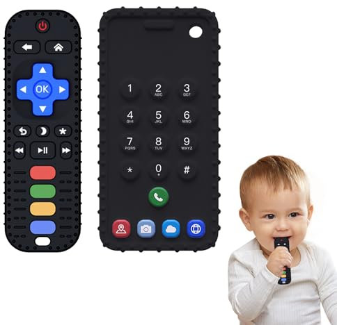 XQMMGO - Juguete de Dentición para Bebé Con Mando a Distancia, Mordedor de 3, 6, 12 Meses (Teléfono Móvil + Mando a Distancia)