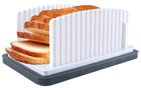 BringLuck2U Tagliapane manuale, pieghevole, tagliapane a forma di pagnotta, tagliapane regolabile, telaio di supporto regolabile, utensili da forno per tagliare il pane in cucina