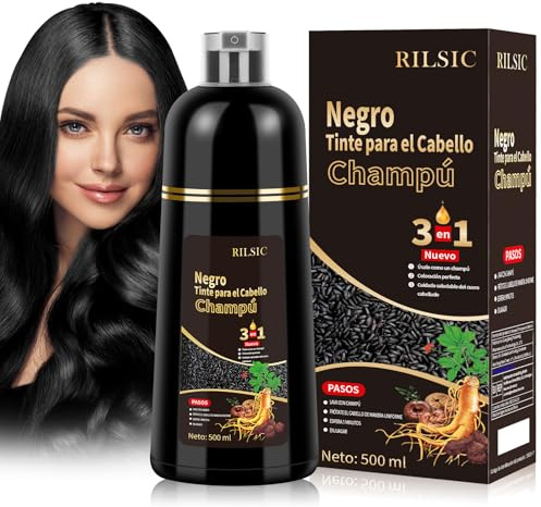 Shampoo Tinta per Capelli Nero 3 in 1, Shampoo Colorante Nero per Capelli, Shampoo per Capelli Istantaneo Colorante Tinta per Uomo e Donna (500ml Nero)