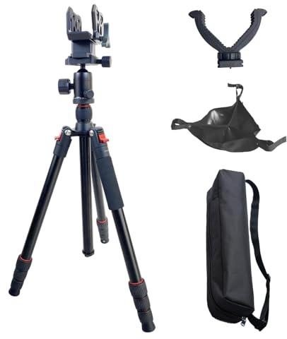 Adjustable Hunting Shooting Stick Tripod – Rifle & Pistol Shooting Rest Stand for Gun,Rifles and Crossbows, Tripods with V Yoke & Shooting Saddle Clamp for Hunting Sticks