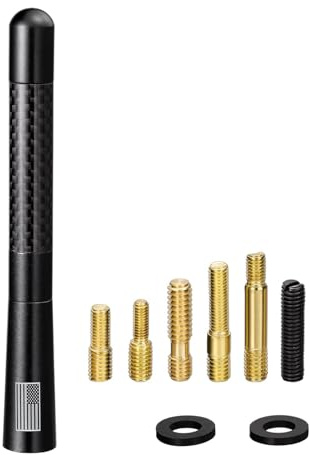 SZSAUTO Car Radio Antenna 4.7 Inch Carbon Fiber American Flag Aluminum Car Antenna Replacement Mast, Universal AM FM Vehicle Stereo Antennas Short Truck Antennas for Cars Trucks SUVs Off-Roads