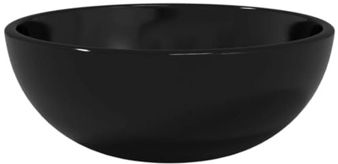 HOMTAKIE Lavabo Vasque à Poser de Toilette Lave-mains de Salle de Bain Lavabo de Salle d'Eau Intérieur Verre Trempé 30x12 cm Noir