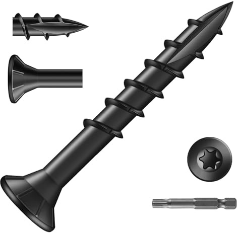Wavanta 50Pcs Decking Screws, 4.2 x 32mm Black Wood Screws, Torx Drive Flat Head Screw, Rust Resistant Black Coated, with T25 Torx Bit