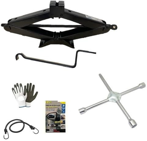COMPATIBILE CON AUDI A3 4P CRIC A PANTOGRAFO PER AUTO+CHIAVE A CROCE PER SVITARE BULLONI KIT EMERGENZA STRADALE CRICK DA 2 TONNELLATE OMOLOGATO