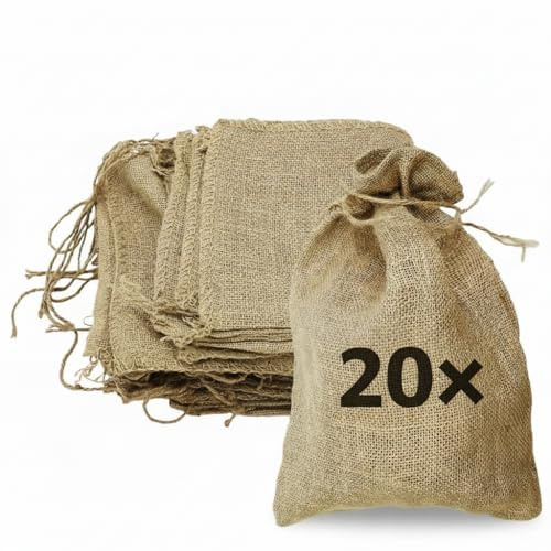 Melko Lot de 20 sacs de sable en toile de jute - 30 x 60 cm - Non remplis - Protection contre les inondations - Sacs en toile de jute durables indéchirables pour portes, caves et chantiers de