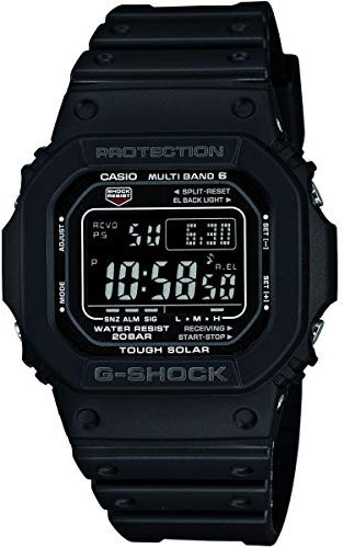 Casio Herren Solar Armbanduhr, 43.00mm Gehäusegröße mit LCD digital Zifferblatt und schwarz Rubber Strap Armband GW-M5610-1BER