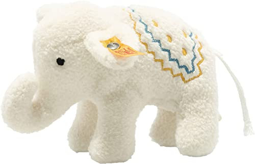 Steiff Petit éléphant avec crécelle - 241147 - blanc - 10 cm