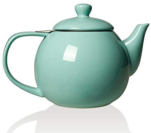 Sweejar Porzellan-Teekanne mit herausnehmbarem Edelstahl-Teesieb, mikrowellen- und spülmaschinenfest, für losen Tee, Tee-Ei, Töpfe für Weihnachten, Frauen, Geschenk (850 ml, Türkis)
