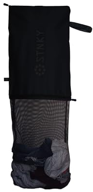STNKY Bag Pro - Wäschesäcke mit Reißverschlüssen, Griffen und interner Netztasche für Reisen, Yoga, Gesundheitswesen, Gym Kit, Wäsche (Standard, Schwarz)