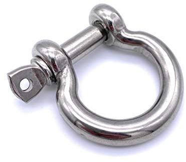 5 Stk. Schäkel geschweift Edelstahl V4A Ø 8 mm | EINGEPRÄGTE Tragfähigkeit (WLL): 625kg [Größe Wählbar 4-20 mm] Niro INOX Omega geschweifte Form (8mm)