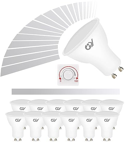 GY GU10 Dimbara Glödlampor, 7W Motsvarar 60 W, 630LM, 6500K Kall Vit, Frostad, Hög Ljusstyrka, Låg Energiförbrukning, 120° Strålvinkel, Dimbar LED Spotlight Glödlampa, 12 Stycken