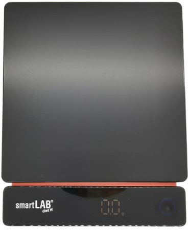 smartLAB diet W Küchenwaage mit Bluetooth |Digitalwaage für die Küche aus Glas |Lebensmittelwaage in Schwarz mit Datenübertragung