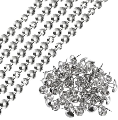 QUARKZMAN 5Stk Polsterstifte Streifen 1Meter Glänzend Dekorativ Nägel Zierleisten für Sofa Kopfteil Stuhl Möbel mit Polsternägel (11mm Silber)