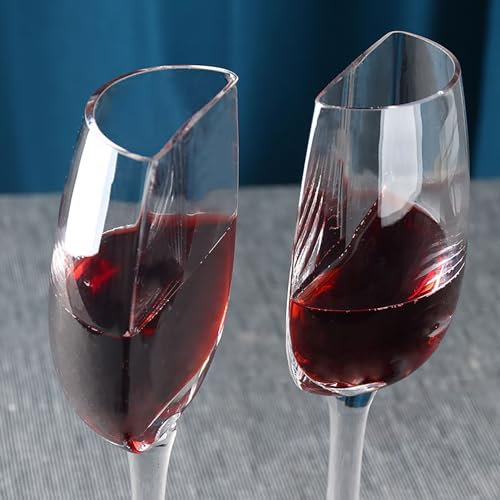 Halbes Weinglas 2er Set - 140 Ml Champagnergläser, Fun Rotweinbecher, Großes Weinglas Mit Langem Stiel, Witzig, Lustig, Geschenk An Weihnachten, Ostern