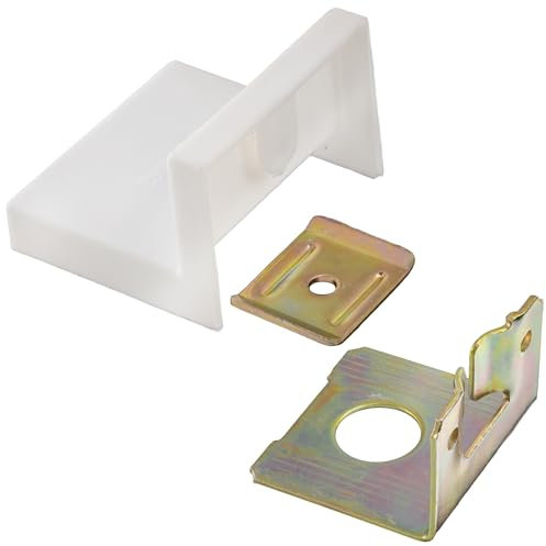 AERZETIX - C74774 - Lot de 4 Équerres de fixation haut de cuisine 46x43x32 mm avec cache en plastique 50x45x35 mm - ferrure de suspension murale - en acier - couleur blanc