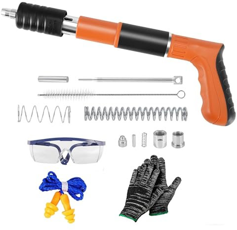 Manuelle Nagelpistole - Tragbare Stahl Nagel Pistole mit 5 Stufen einstellbarer Leistung, Schalldämpfer Bolzenschussgerät Nail Gun für Decken, Betonwände, Stromkreisinstallation, Innendekoratio