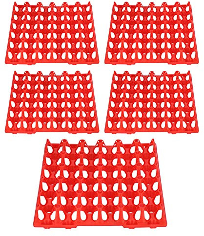 ZLXHDL Porta uova plastica 5 pezzi, vassoio a 30 celle impilabile, contenitore trasporto resistente per casa e fattori（Rosso）